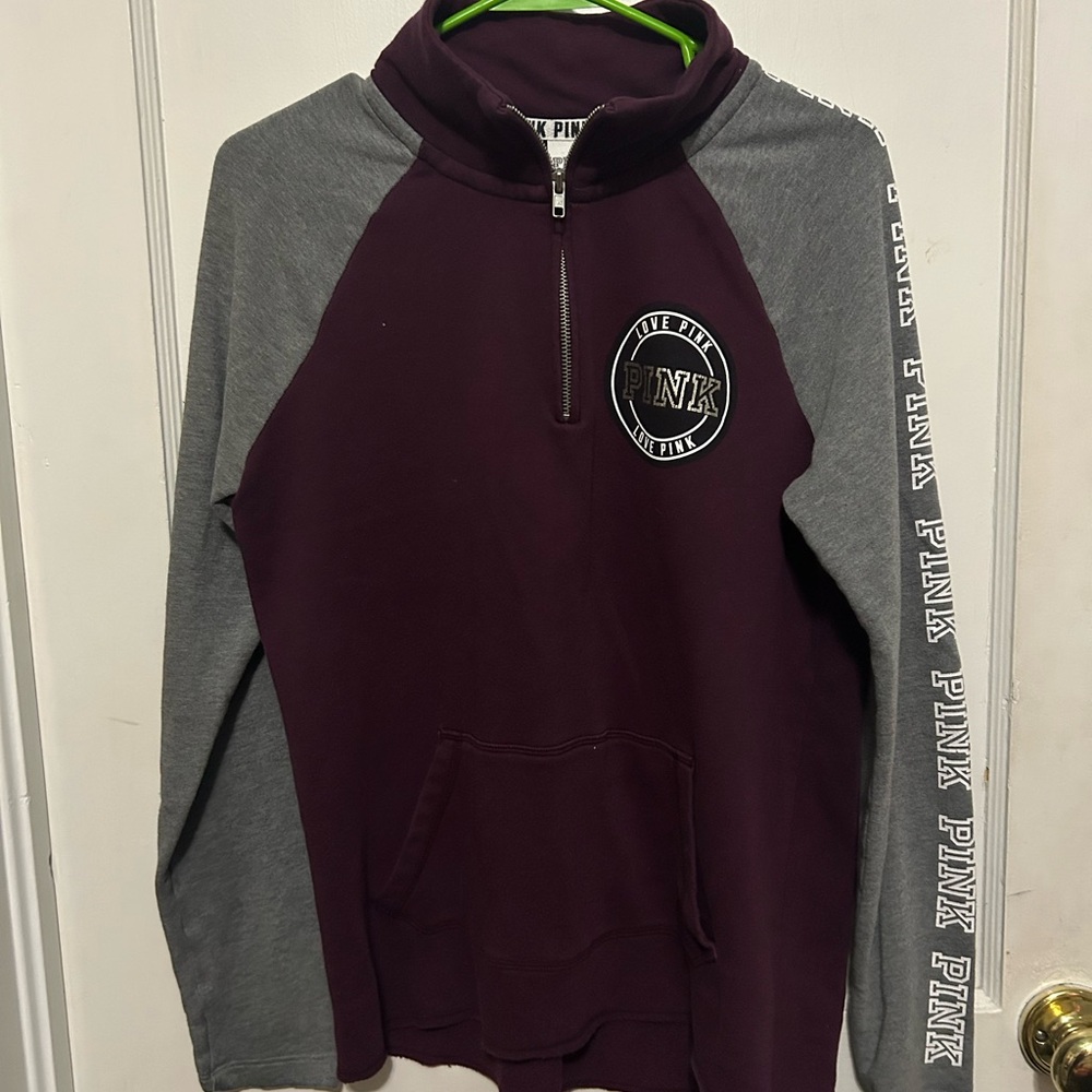 Y2K Victoria's Secret PINK Zip-Up in Burgundy and Gray